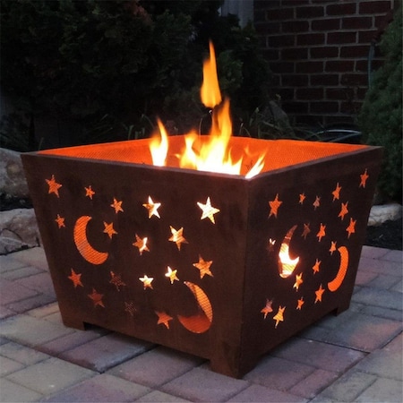 Gardencontrol Star & Moon Fire Basket, Rust Metal GA2659153